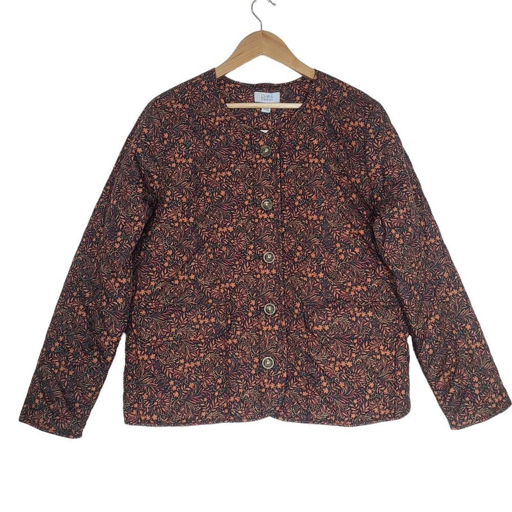 NWT Croft & Barrow Quilted Jacket Womens Large Lightweight Floral Coat